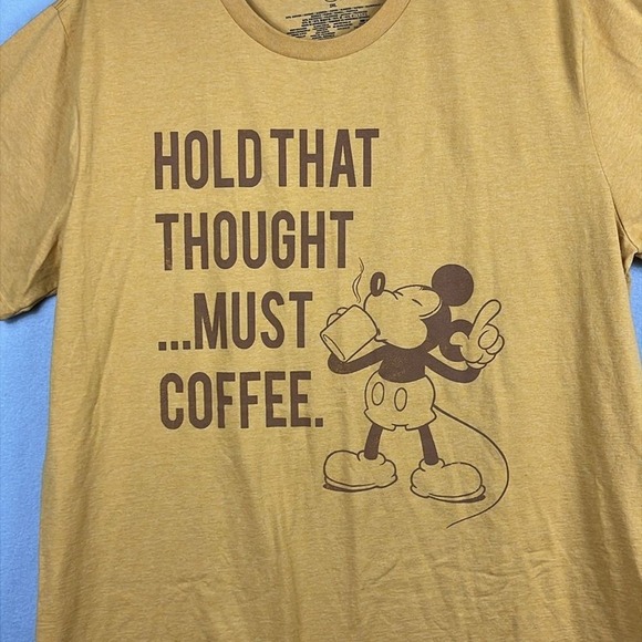 Disney‎ Graphic Tee Short Sleeve Womens Size 2XL Hold That Thought Must Coffee - Picture 2 of 6